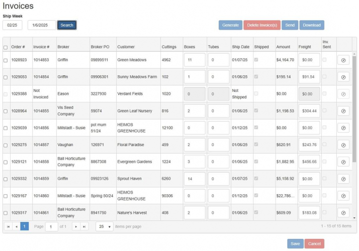 Millstadt Young Plants Custom Greenhouse Management System / ERP screenshot 1