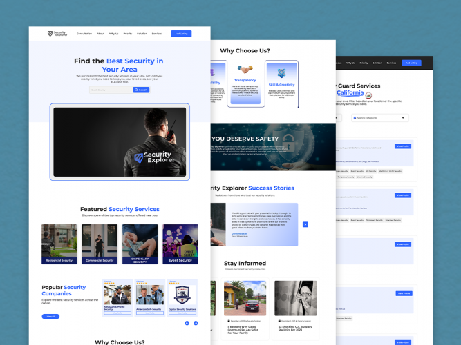 Custom Website Design and Development of Security Explorer screenshot 1