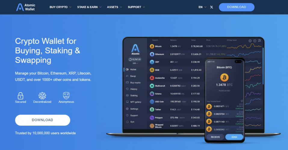 User-friendly mobile wallet – Atomic Wallet screenshot 1