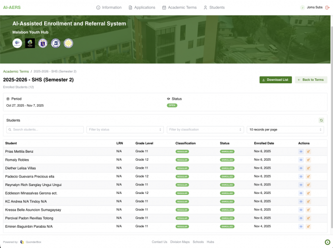 AI-Assisted Enrollment Referral System (AI-AERS) screenshot 4