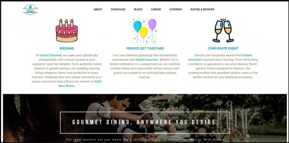 Godwit Gourmet Website Development screenshot 1
