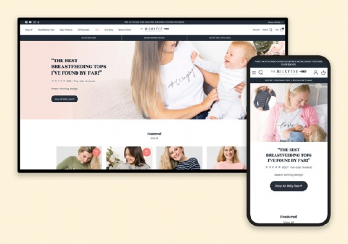 The Milky Tee Company website's migration from Magento to Shopify screenshot 1