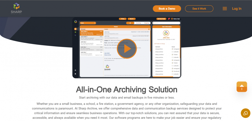 Sharp Archive - Data Archiving and Backup Service Portal screenshot 1