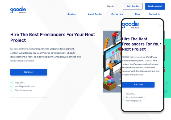An online platform offering web development services screenshot 1
