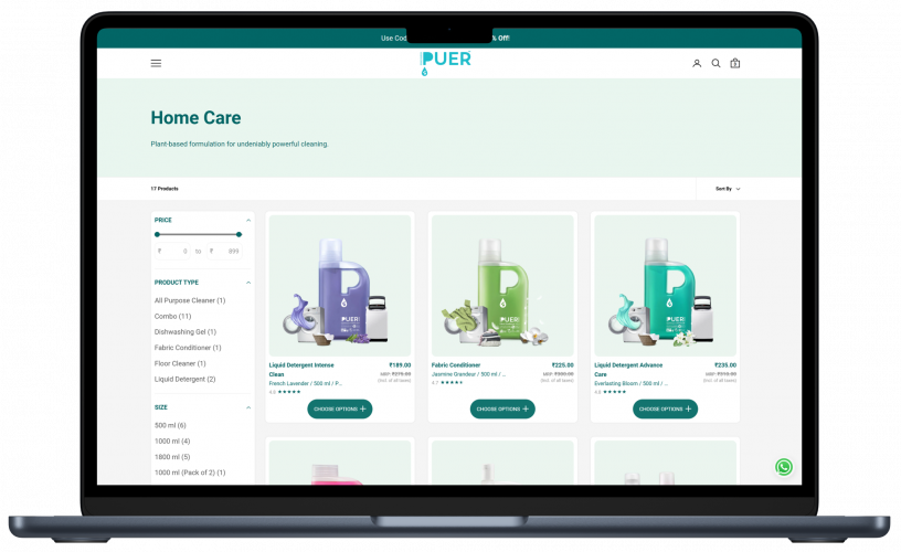 How PUER Reintroduced Care with E-commerce. screenshot 1