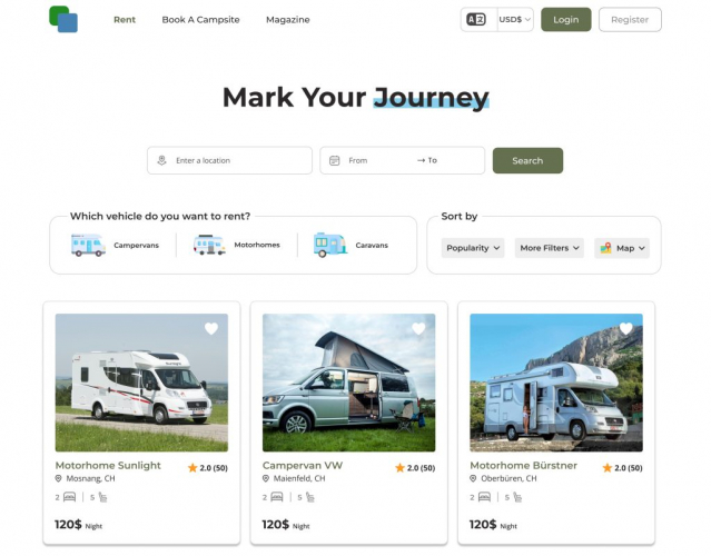 Campervan Booking System screenshot 1