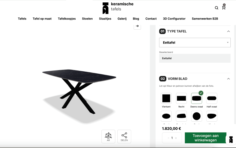 Keramische Tafels. 3D/AR Configurator for tables screenshot 1