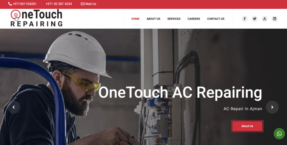 Custom seo friendly website developed for OneTouch repair,Ajman, UAE screenshot 1
