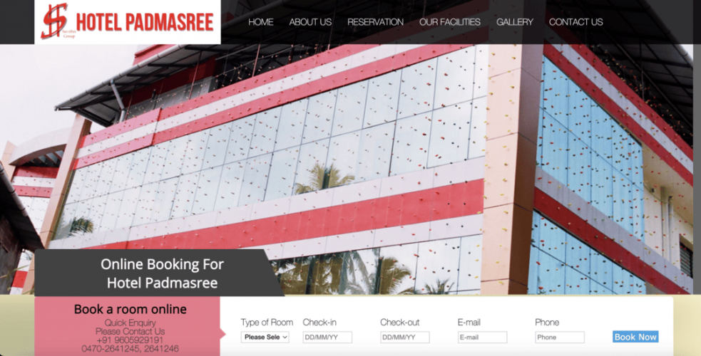 Resort website developed hotelpadmasree.com screenshot 1