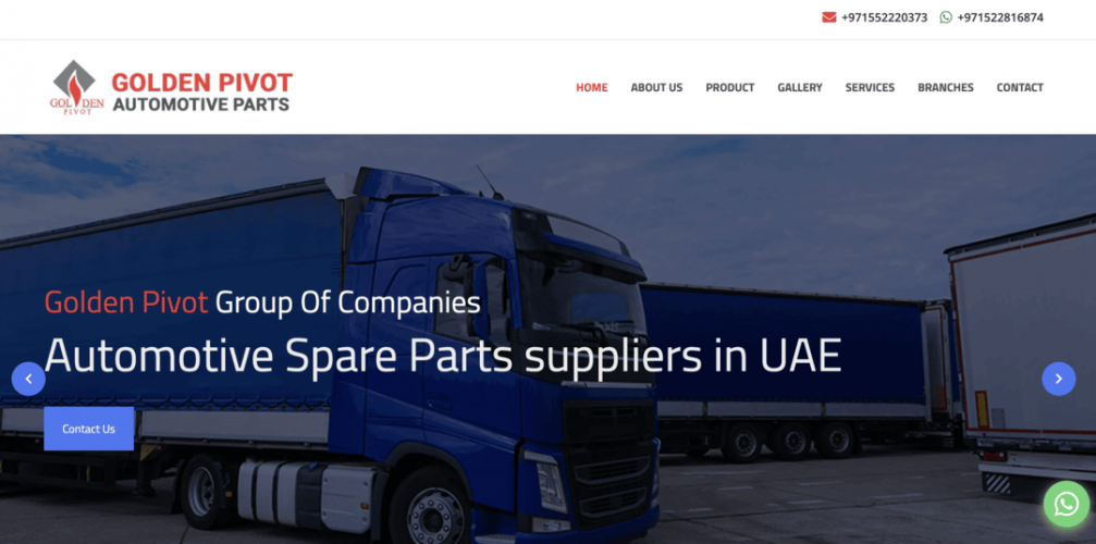 website developed for spare parts company | Goldenpivot  screenshot 1