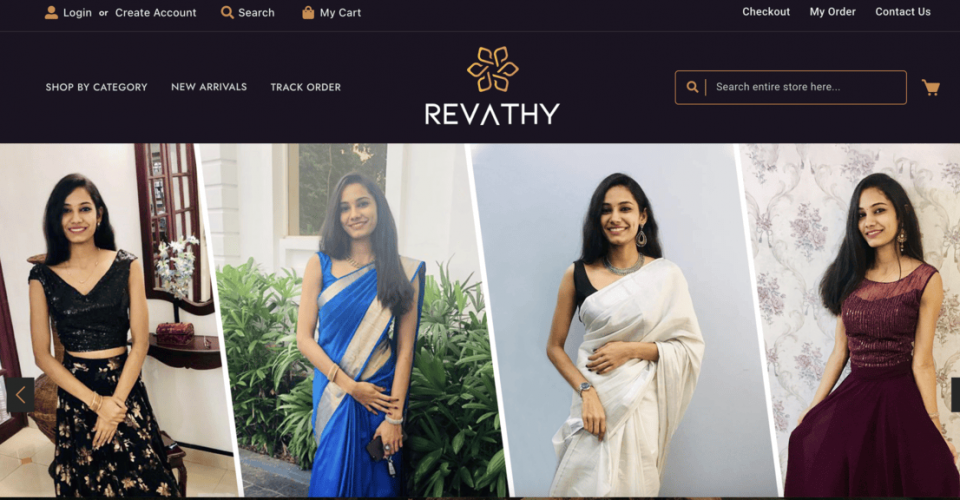 e-commerce website developed for Revathy Wedding Collections screenshot 1