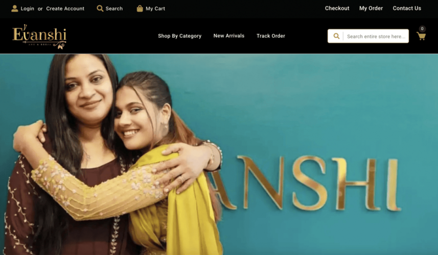 Fashion E-commerce Website Development for Evanshi Designs, Kerala screenshot 1