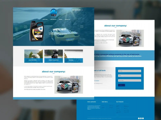 Hizol Lubricants Website Development screenshot 1