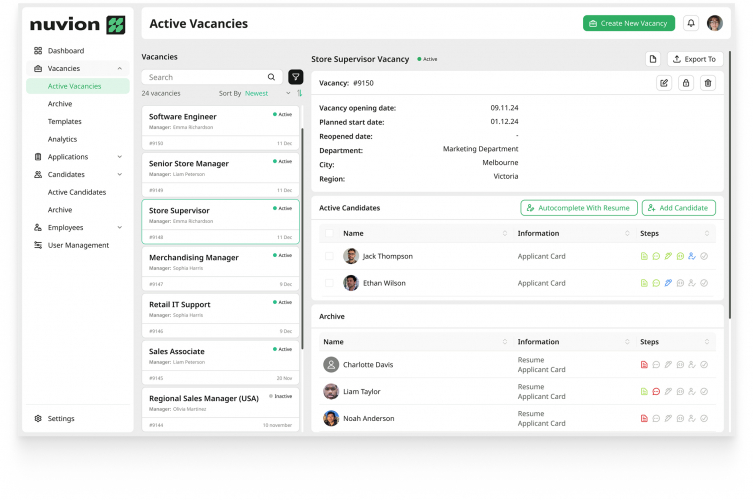 HR Management System for a Big Retail Player screenshot 1