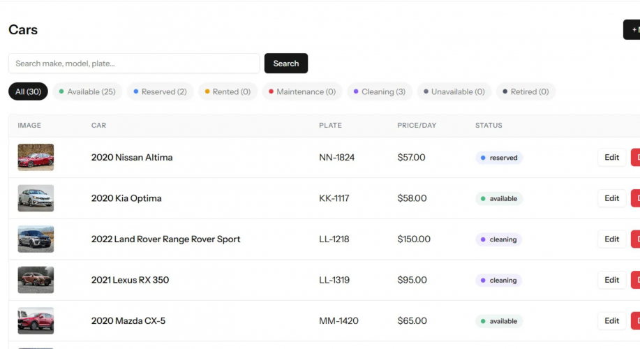 Rent A Car - Full-Stack Car Rental Management Platform screenshot 1