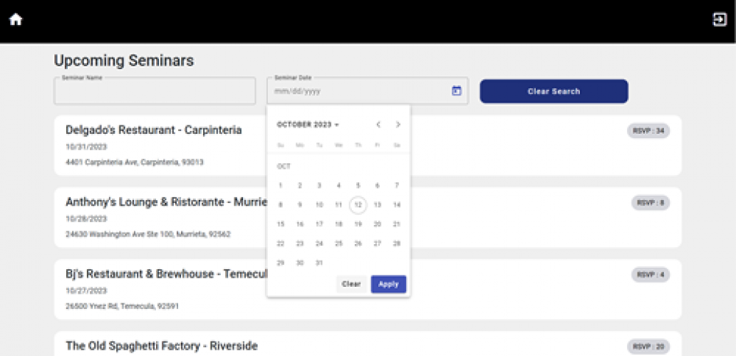 Event Management Portal  screenshot 1