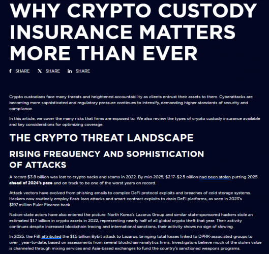 Copywriting for a Global Insurance Brand - Crypto Custody Insurance screenshot 1