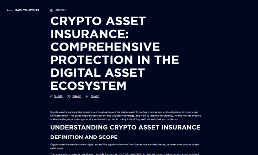 Copywriting for a Global Insurance Brand - Crypto Asset Article screenshot 1