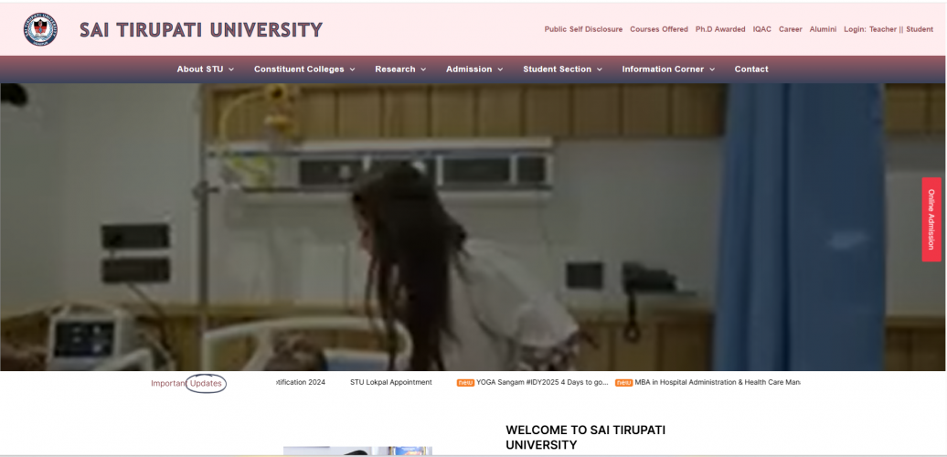 Sai Tirupati University – Centralized Multi-College Website Development screenshot 1