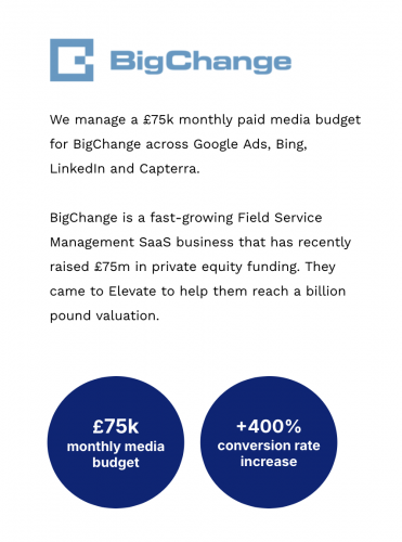 Paid Marketing & CRO: BigChange screenshot 1