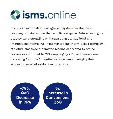 Paid Marketing & CRO: ISMS.online screenshot 1