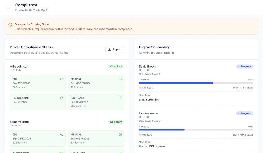 Transportation Operations Platform for Fleet and Workflow Management screenshot 1