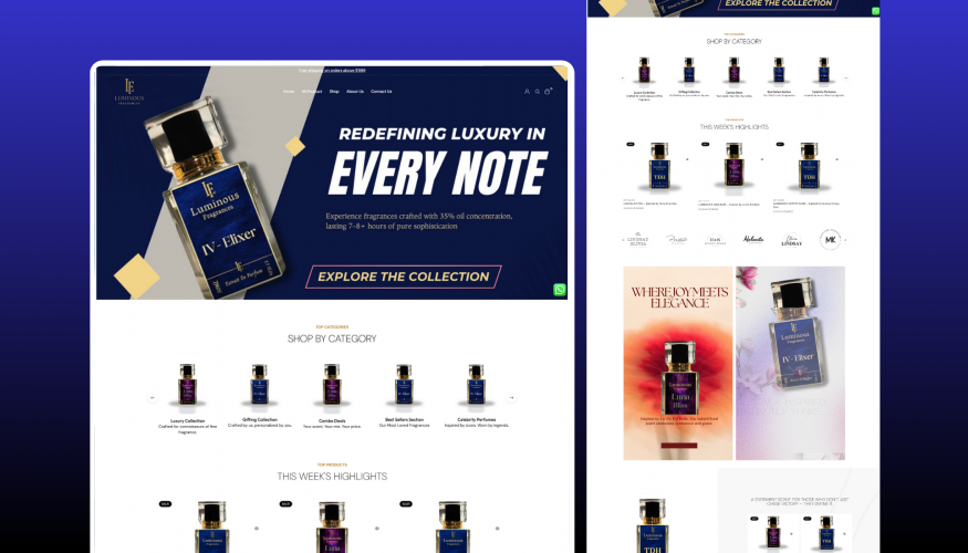 Luminous Fragrances – E-Commerce Website screenshot 1