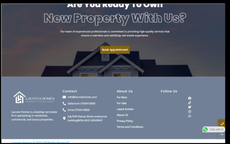 Modern Real Estate Website Design & Development for Lacovia Homes – Kenya screenshot 3