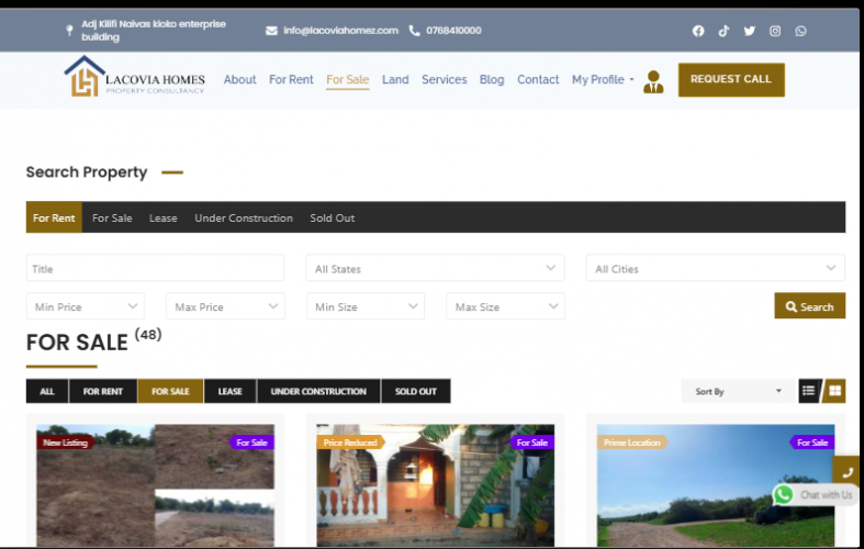 Modern Real Estate Website Design & Development for Lacovia Homes – Kenya screenshot 4