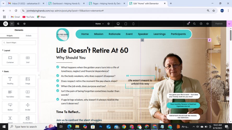 web design for join helping hands screenshot 1