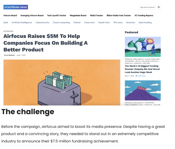 Getting airfocus funding round featured on TechCrunch and Crunchbase screenshot 3