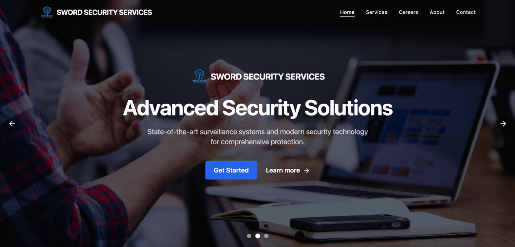 Sword Security Services Website screenshot 1