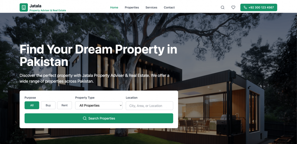 Jatala Real Estate Website screenshot 1