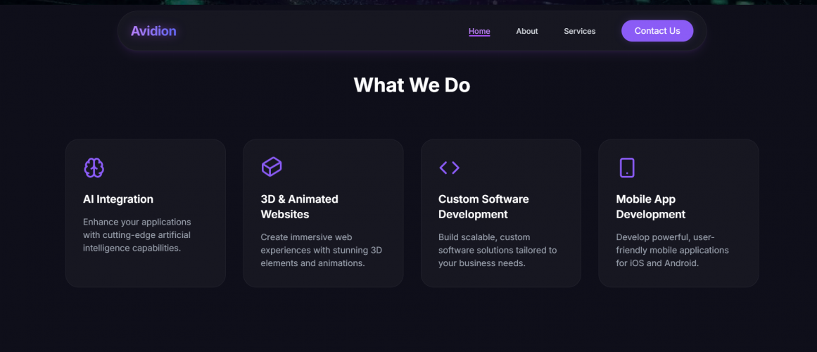 Avidion Software Website screenshot 1