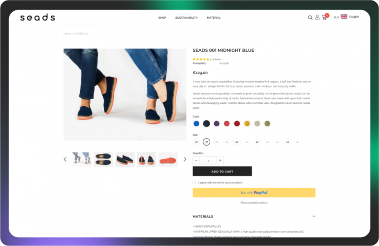 SEADS – Promoting sustainable fashion through lean Shopify implementation screenshot 2