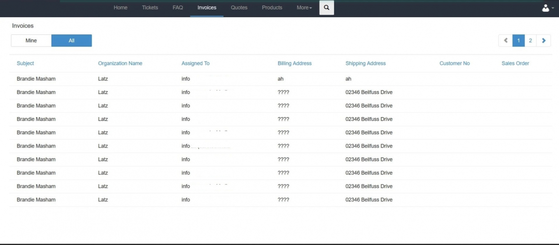 Vtiger customer Portal screenshot 2