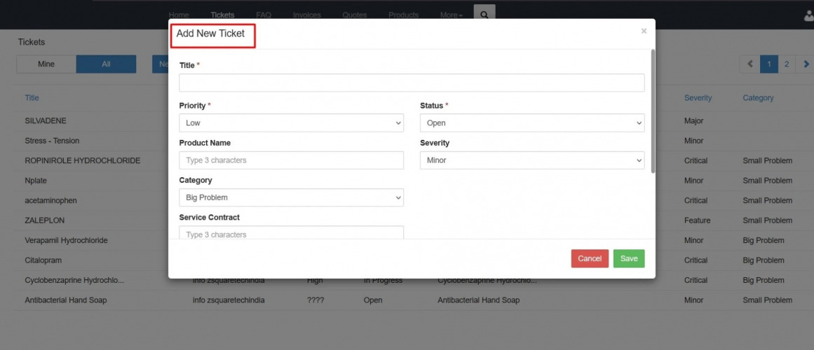 Vtiger customer Portal screenshot 1