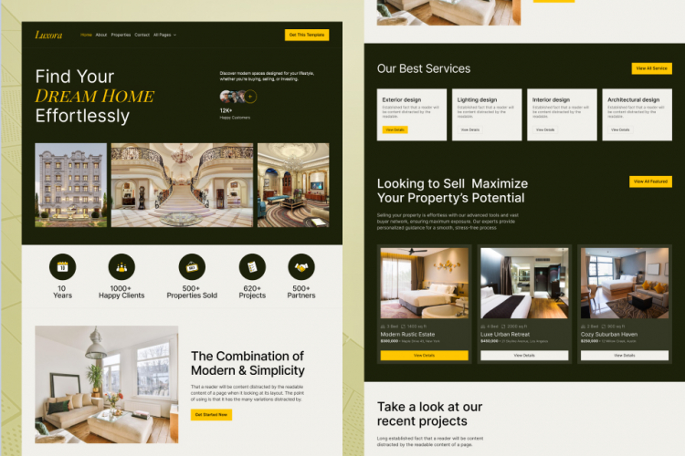 Luxora Real Estate Website Design - Modern UI screenshot 2