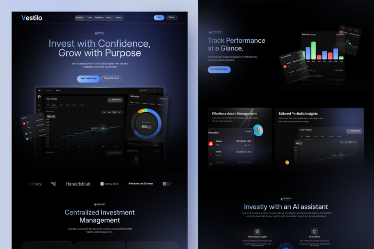 Investment Dashboard UI Design for FinTech Growth screenshot 1
