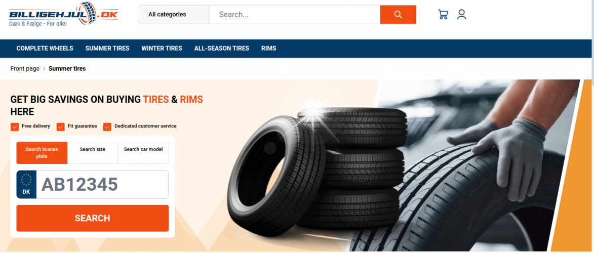 Billigehjul.dk screenshot 1