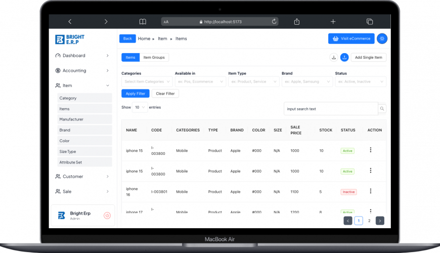 Bright Erp screenshot 2