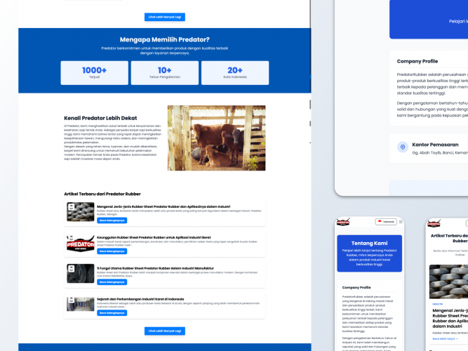 Comprehensive Website Development and UI UX Design for Predator Rubber screenshot 2