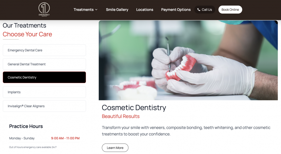 one Emergency Dentist - Custom website with SEO and PPC services screenshot 1
