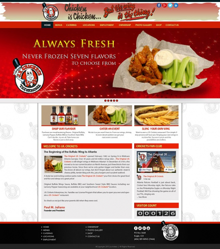 Web Design for J.R. Crickets screenshot 1