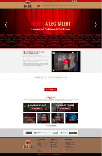 Web Design for BreakaLegTalent.com screenshot 1