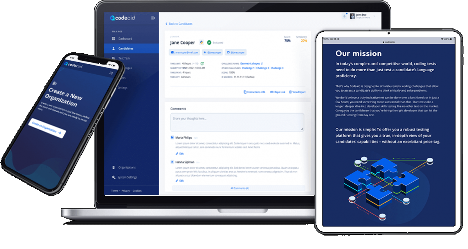 Codeaid Tech Assessment Platform  screenshot 1