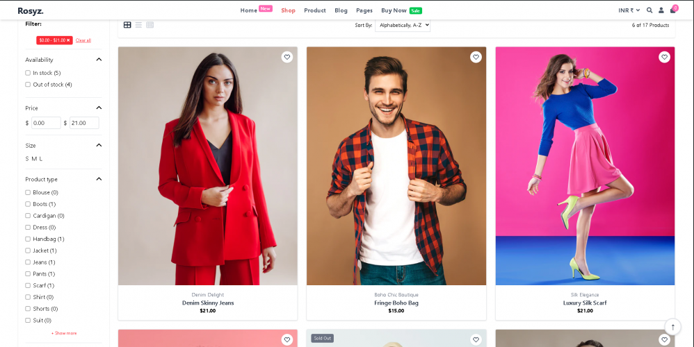 Rosyz E-commerce Website Development screenshot 1