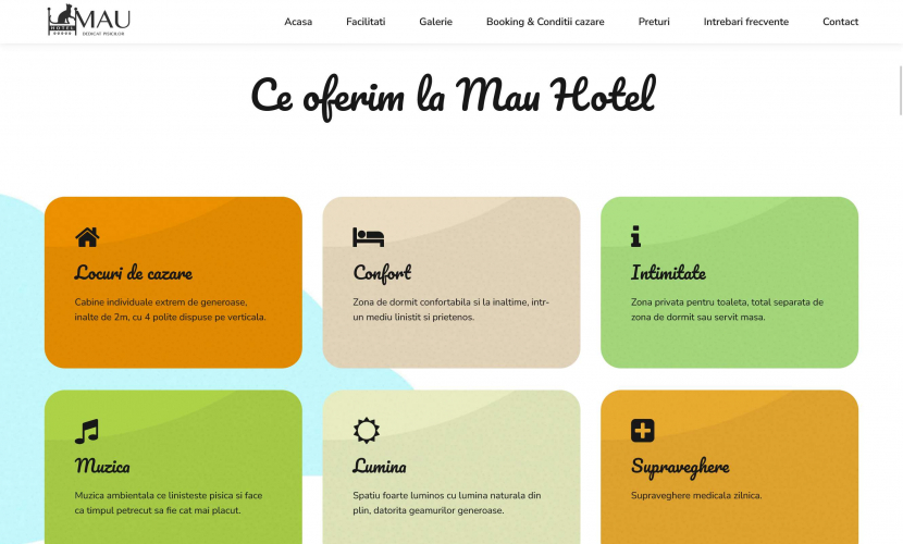 Cat hotel website screenshot 2