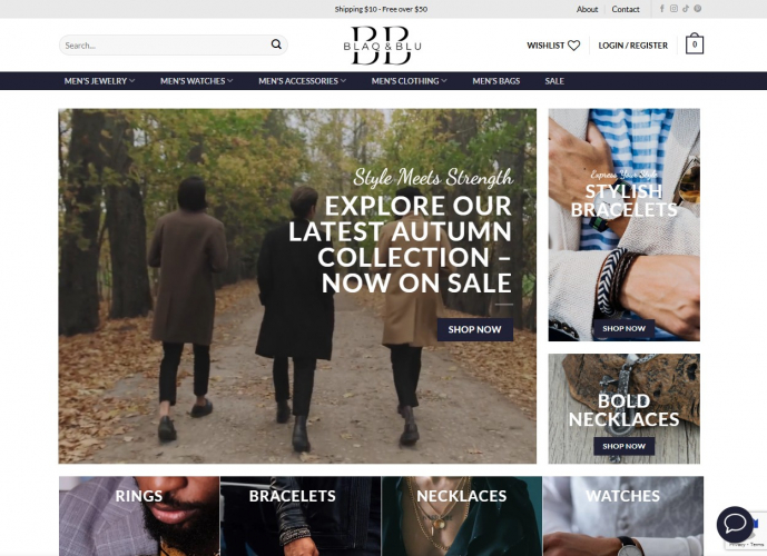 WooCommerce E-Commerce Platform for Men’s Fashion Brand Blaq & Blu screenshot 1