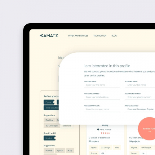 Recruitment Platform UX/UI Design – Kamatz screenshot 1